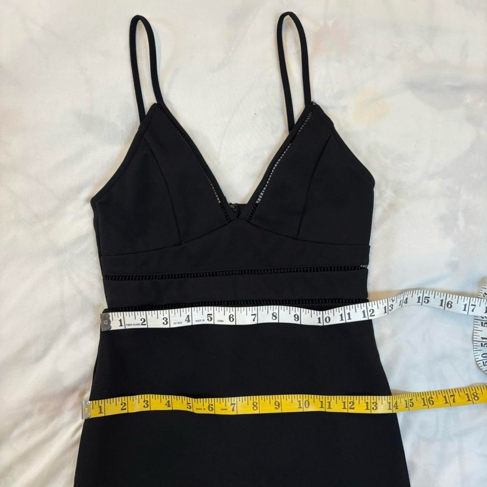 Black V-Neck Mini Dress with Chest and Neckline Cut Out Detailing LBD - Picture 6 of 8